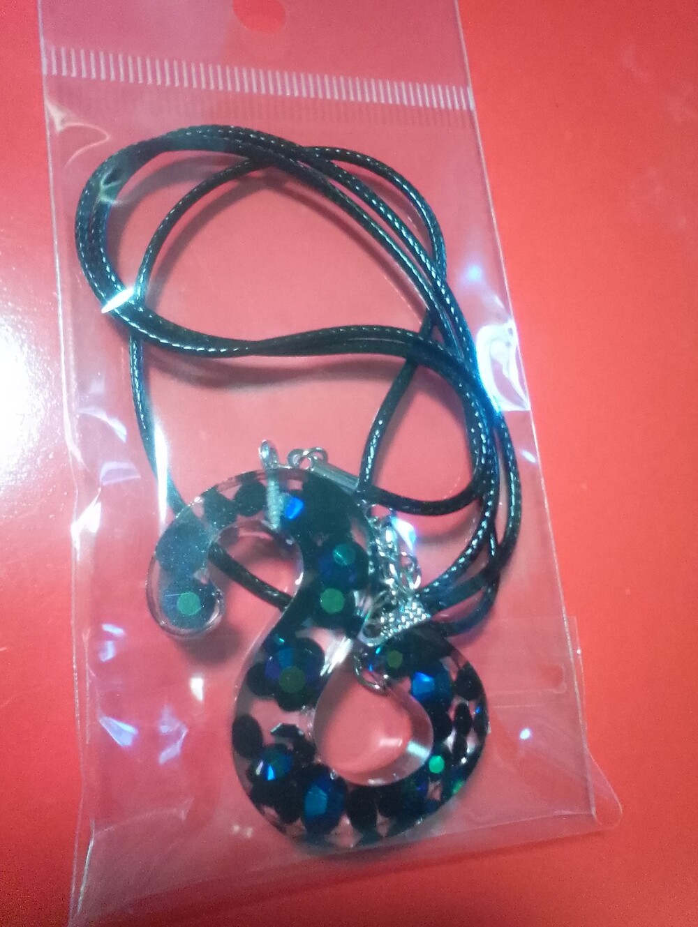 Iridescent Black Resin Number 8 Pendant Necklace
